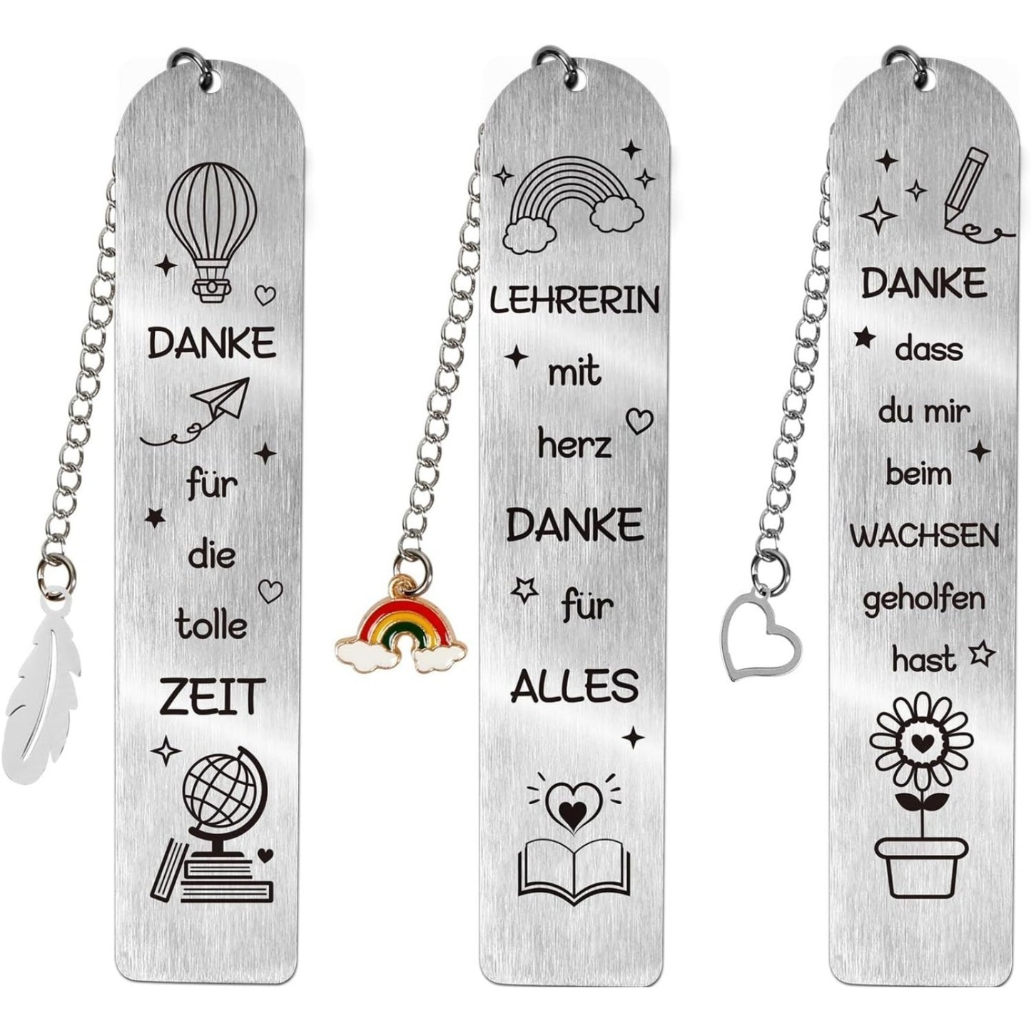 3-Piece Bookmark Set—Farewell Gift For Teachers, Thank-You Gifts For Preschool Teachers, Farewell Gift—Metal Bookmarks For Teachers And Preschool Teachers, Elementary School Christmas Gift