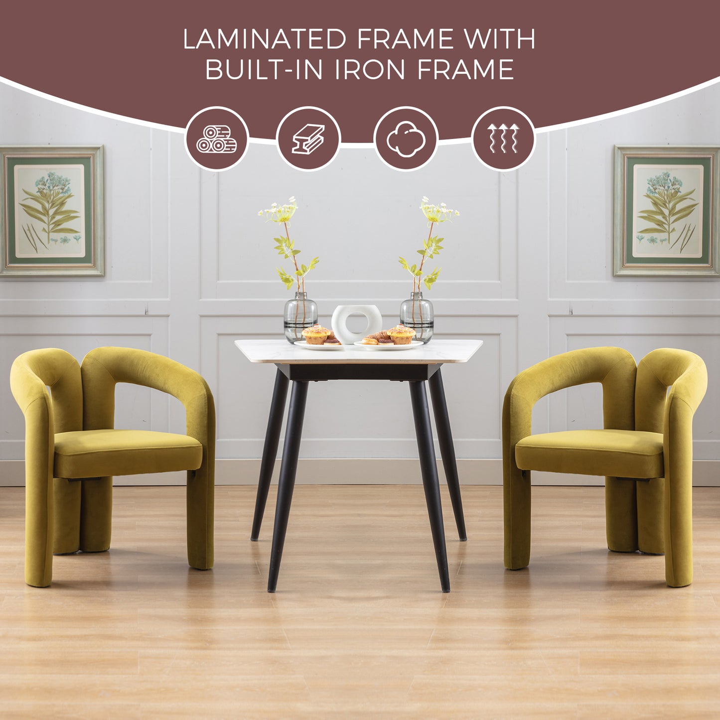 Contemporary Designed Velvet Fabric Upholstered Accent Dining Chair  Barrel Side Chairs Kitchen Armchair For Living Room Set Of 2  Olive Velvet