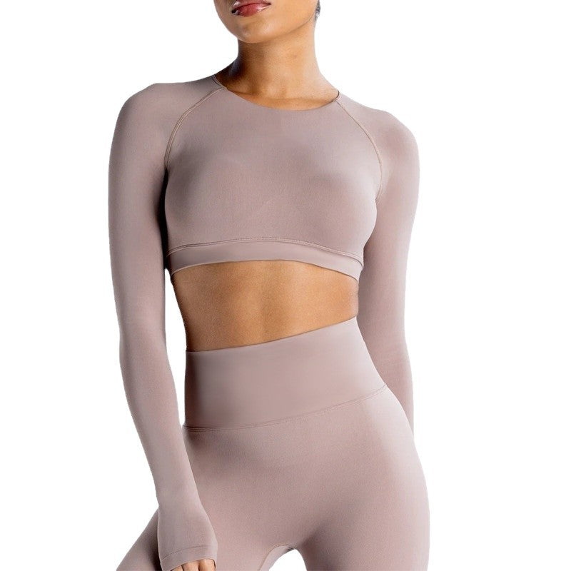 Beauty Back Yoga Clothes Long Sleeve With Chest Pad Running Fitness