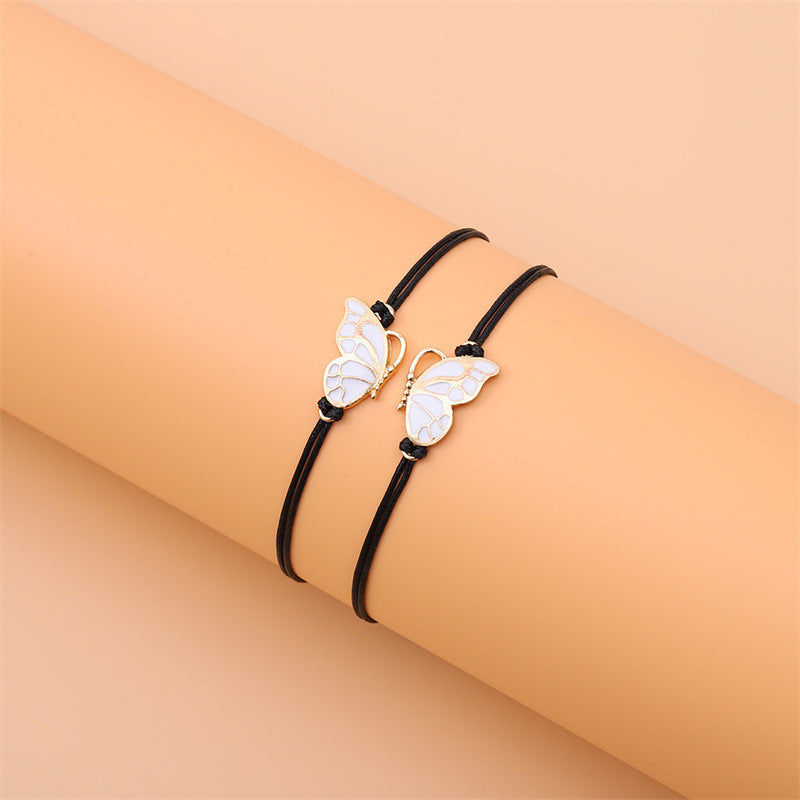 Butterfly Best Friend Wax Rope Braided Card Bracelet