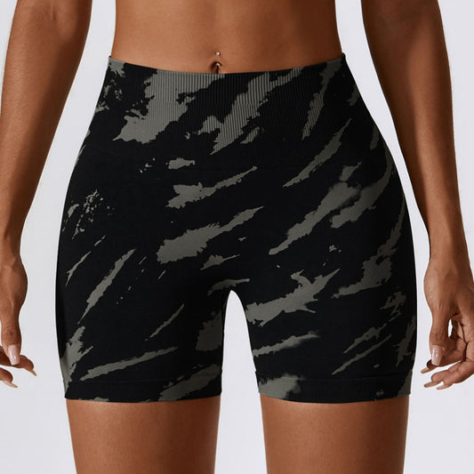 European And American Digital Printing Seamless Yoga Shorts