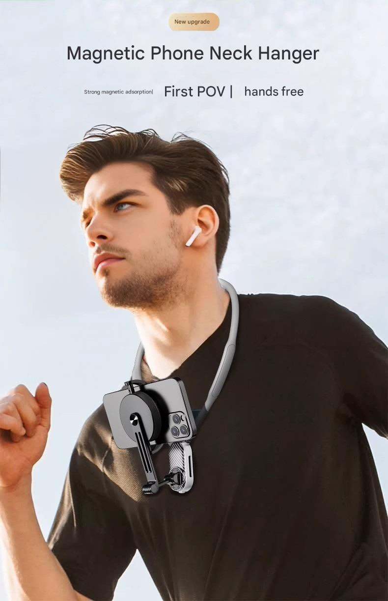Magnetic Neck Strap Mount For Mobile Live Streaming With Anti-Shake Shooting Original-Angle Action Camera Mount For Cycling Photography