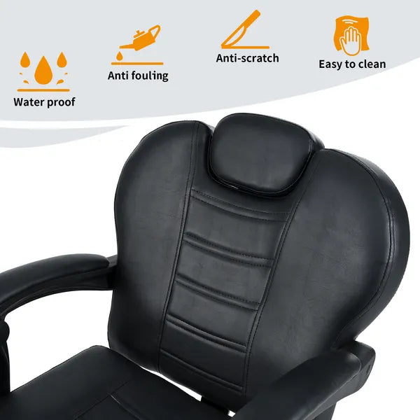 Classic Reclining Barber Chair Salon Chair For Hair Stylist With Heavy Duty Hydraulic Pump, 360' Rotation, Tattoo Chair Shampoo Beauty Salon Equipment, Max Load Weight 330 Lbs, Black