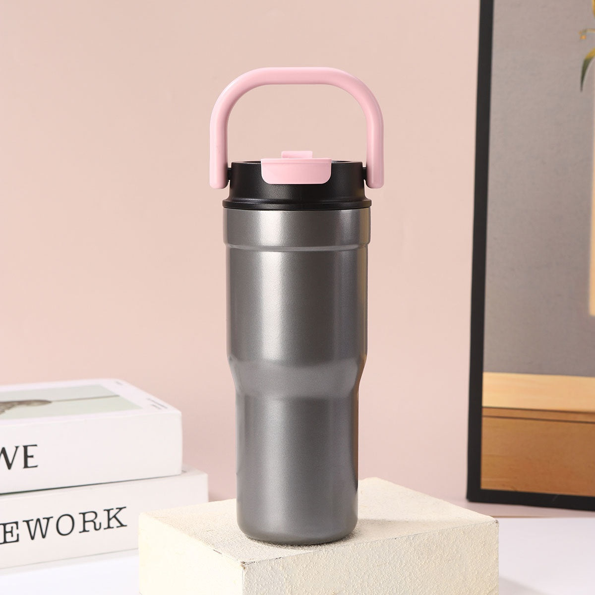 Outdoor Portable Large-Capacity Straw Cup Stainless Steel Mug