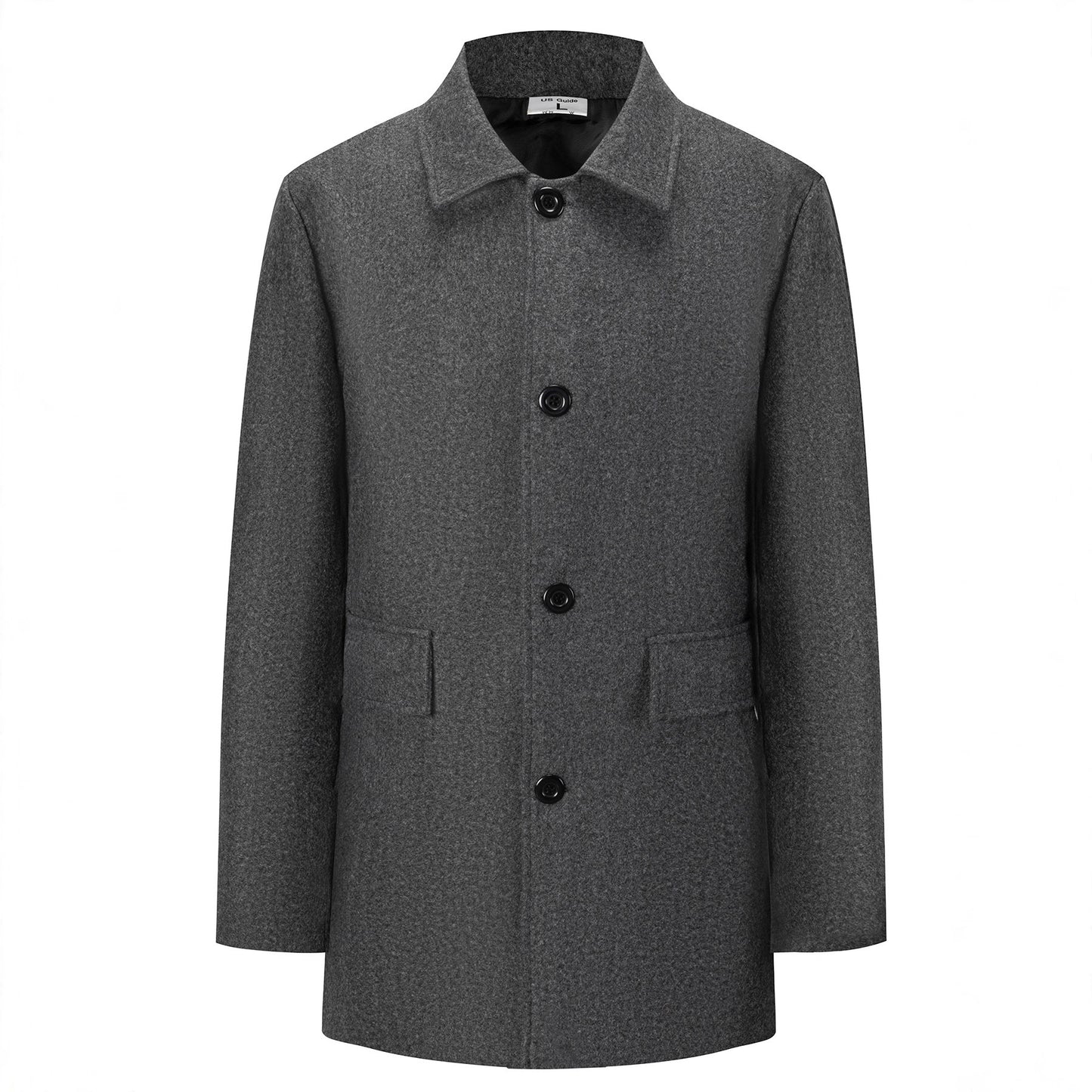 Korean-style Men's Mid-length Padded Double-faced Wool Trench Coat