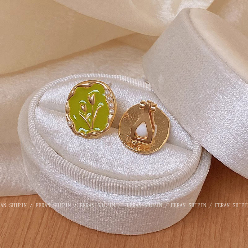 Minimalist Blue Heart Shape Ear Clips Women No Piercing Fashion Dainty Stud Earrings
