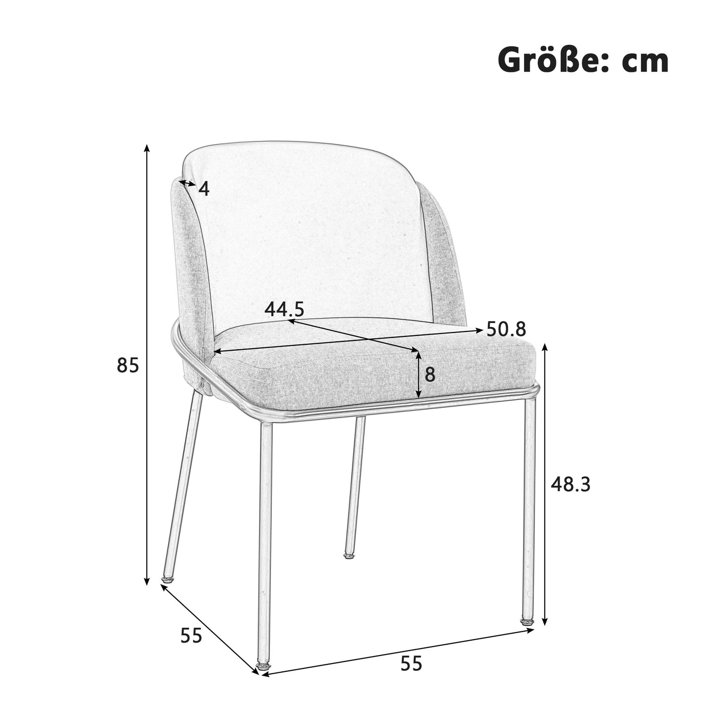 4 Pcs Modern Chair With Inclined Chair Leg And Adjustable Feet, Ideal For Home, Open Office Space, Dining Room  Beige