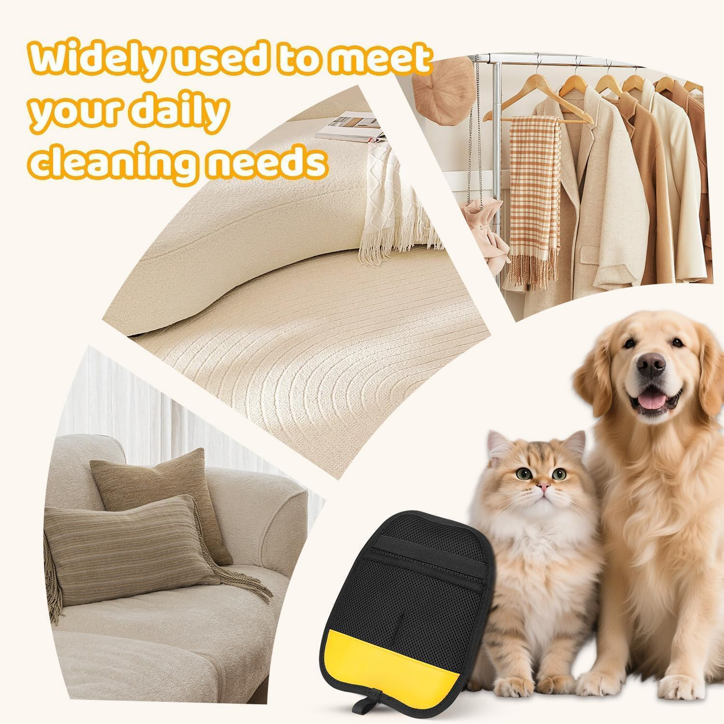 Pet Hair Removal Glove For Dogs & Cats, Upgraded Reusable Electrostatic Pet Hair Remover Glove, Magic Brush Mitt Tool For Couch, Furniture, Bed, Clothing, Carpet, Car Seat