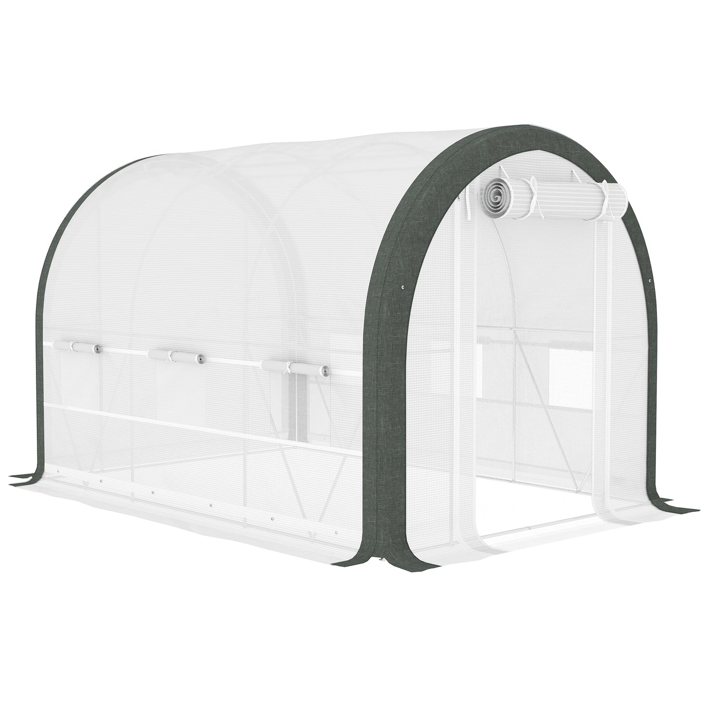 3 X 2(m) Walk-In Tunnel Greenhouse, With Accessories - White