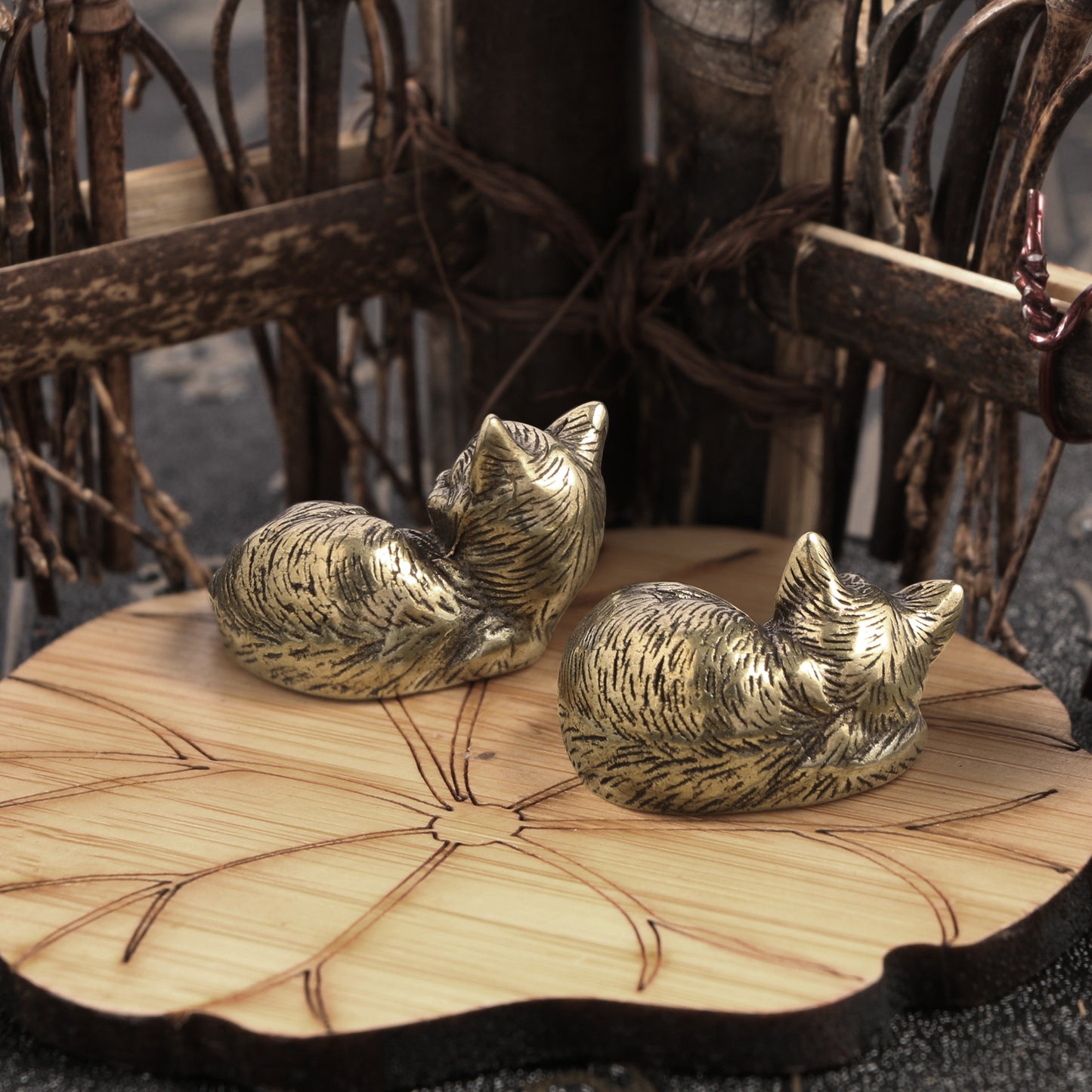 Solid Copper Sculpture Of A Cute Cat Tea Pet Ornament
