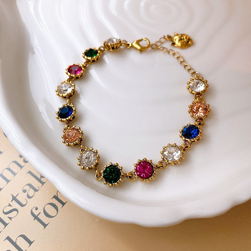 18K Real Gold Plated Oval Zirconia Clasp Bracelet Gift Box Included Vintage Bangle Perfect Present