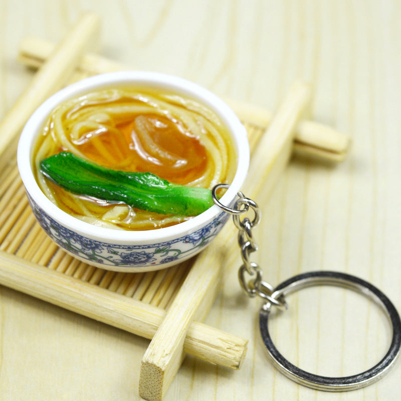 Artificial Food Pendant PVC Egg Noodle Keychain