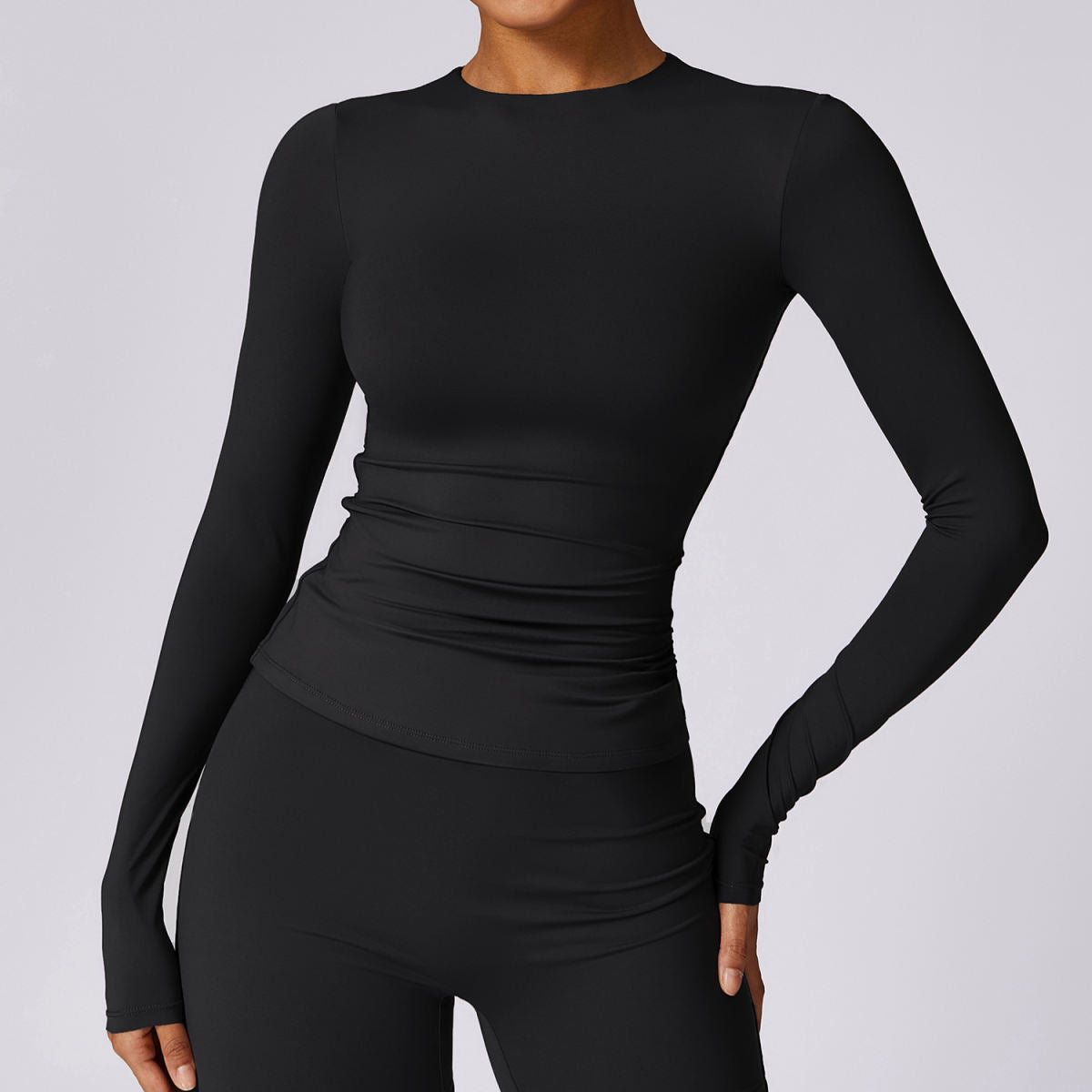 Brushed Tight Long Sleeve Yoga Leisure Workout Clothes