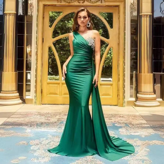 New Minimalist One-shoulder Sexy Evening Gown