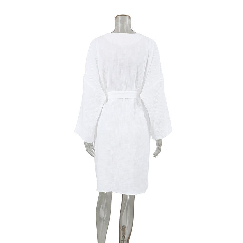 Cotton Fashion Long-sleeve Nightgown Womens Loungewear