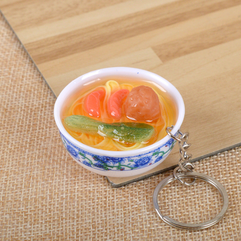 Artificial Food Pendant PVC Egg Noodle Keychain