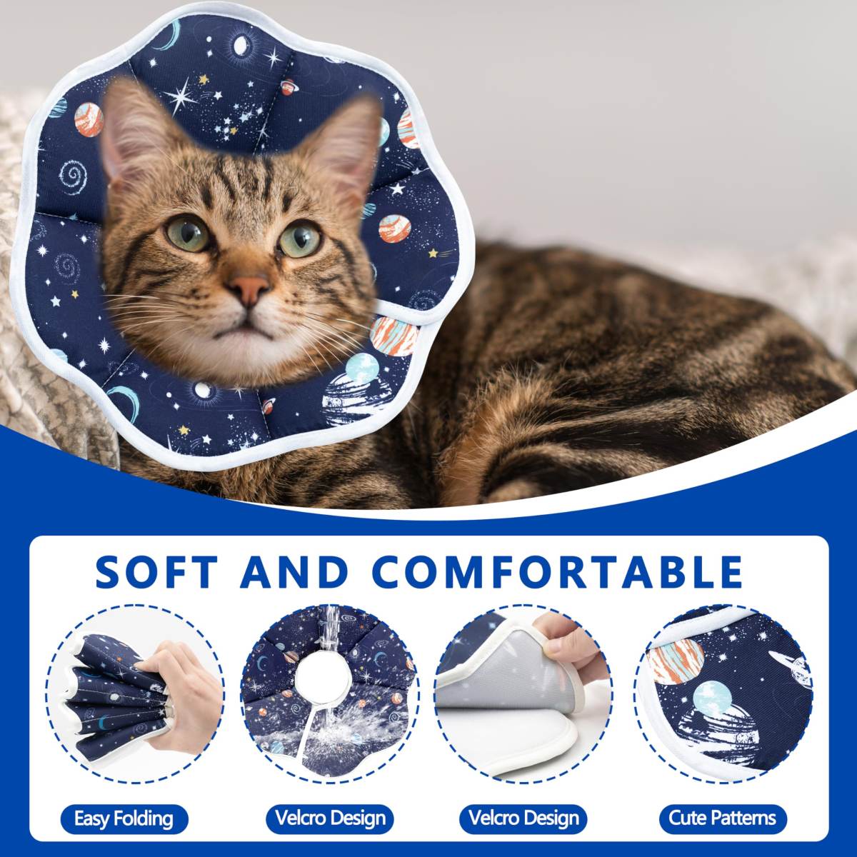 Soft Cat Cone, Adjustable Recovery Collar After Surgery To Prevent Licking Wound, Protective Cat Neck Cone, Comfortable Pet Elizabethan Collar For Cats Kittens And Puppies