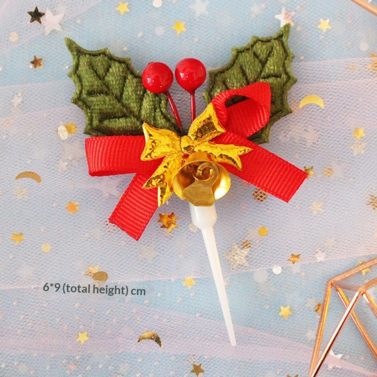 Christmas Cake Decoration Grass Ring Leaf Insert Christmas Dessert Table Decor Item