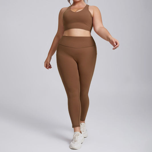 New Plus-Size Womens High-Waisted Yoga Leggings With Pockets