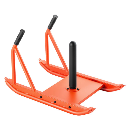 Weight Sled, Steel Power Sled, Fitness Strength Training Sleds For Athletic Exercise Speed Improvement, Workout Fitness Equipment With Handle, Compatible With 1/2 In Weight Plates, Orange