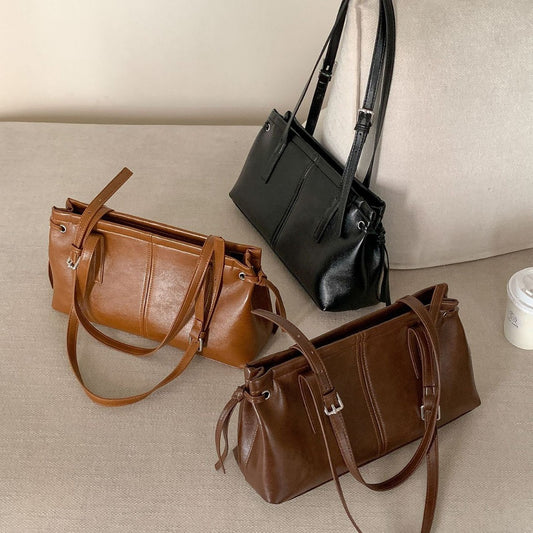 Korean Dongdaemun Retro-Inspired Casual Soft Leather Bag For Instagram Style