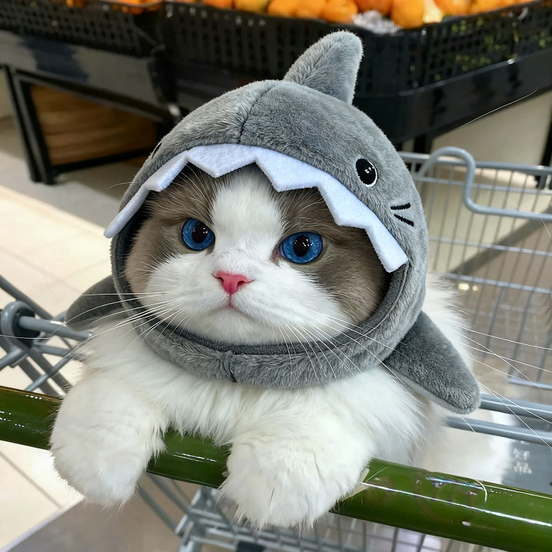 Warm Pet Cat Shark Headgear