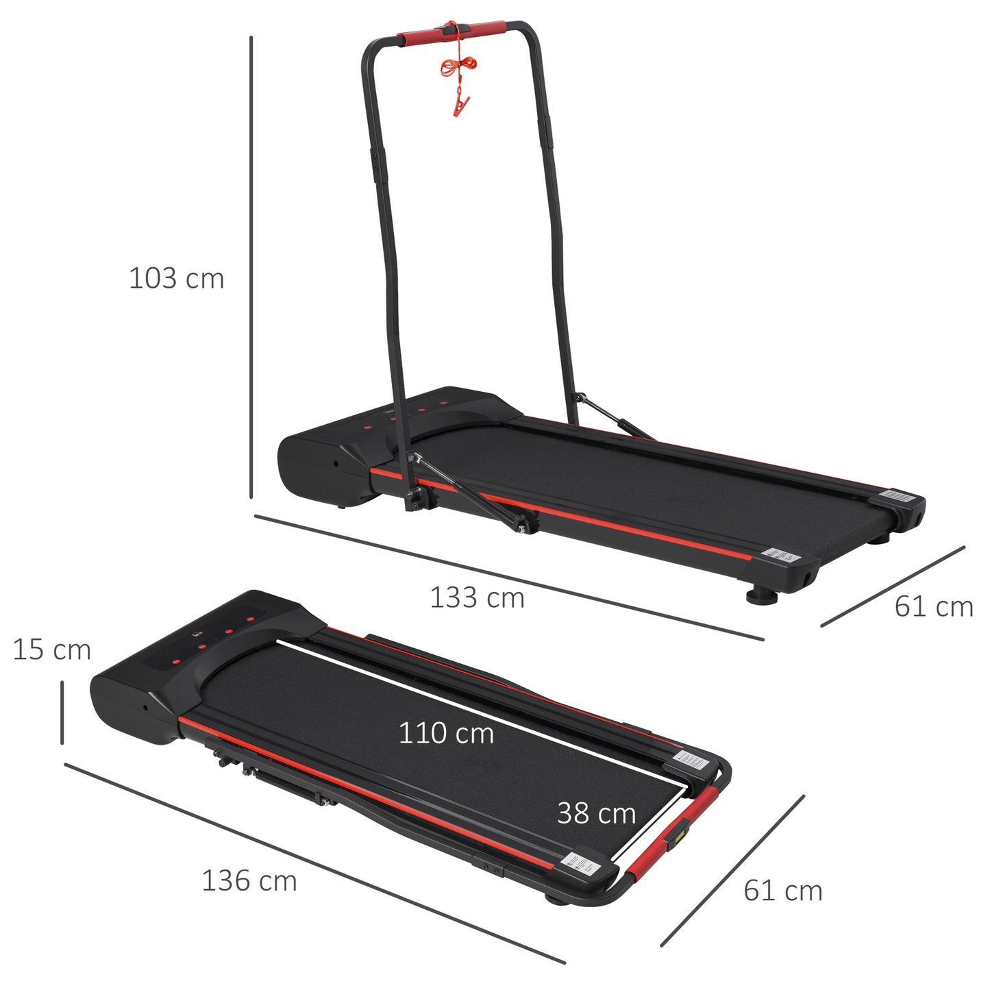 Foldable Walking Machine Treadmill 1-6km/h With LED Display & Remote Control Exercise Fitness For Home Office