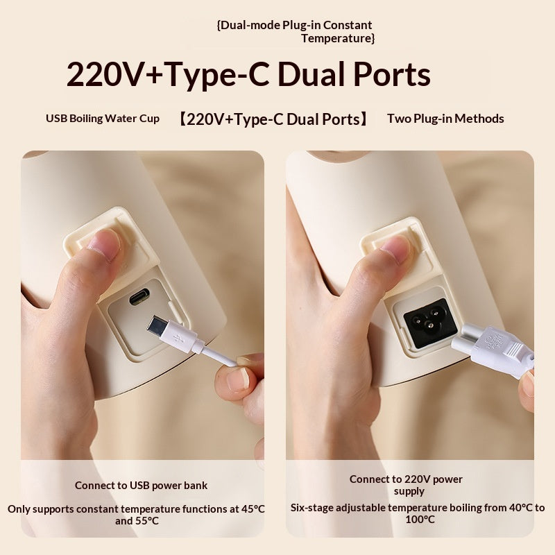 Portable Mini Thermostatic Electric Water Cup For Office And Travel Constant Temperature USB Kettle