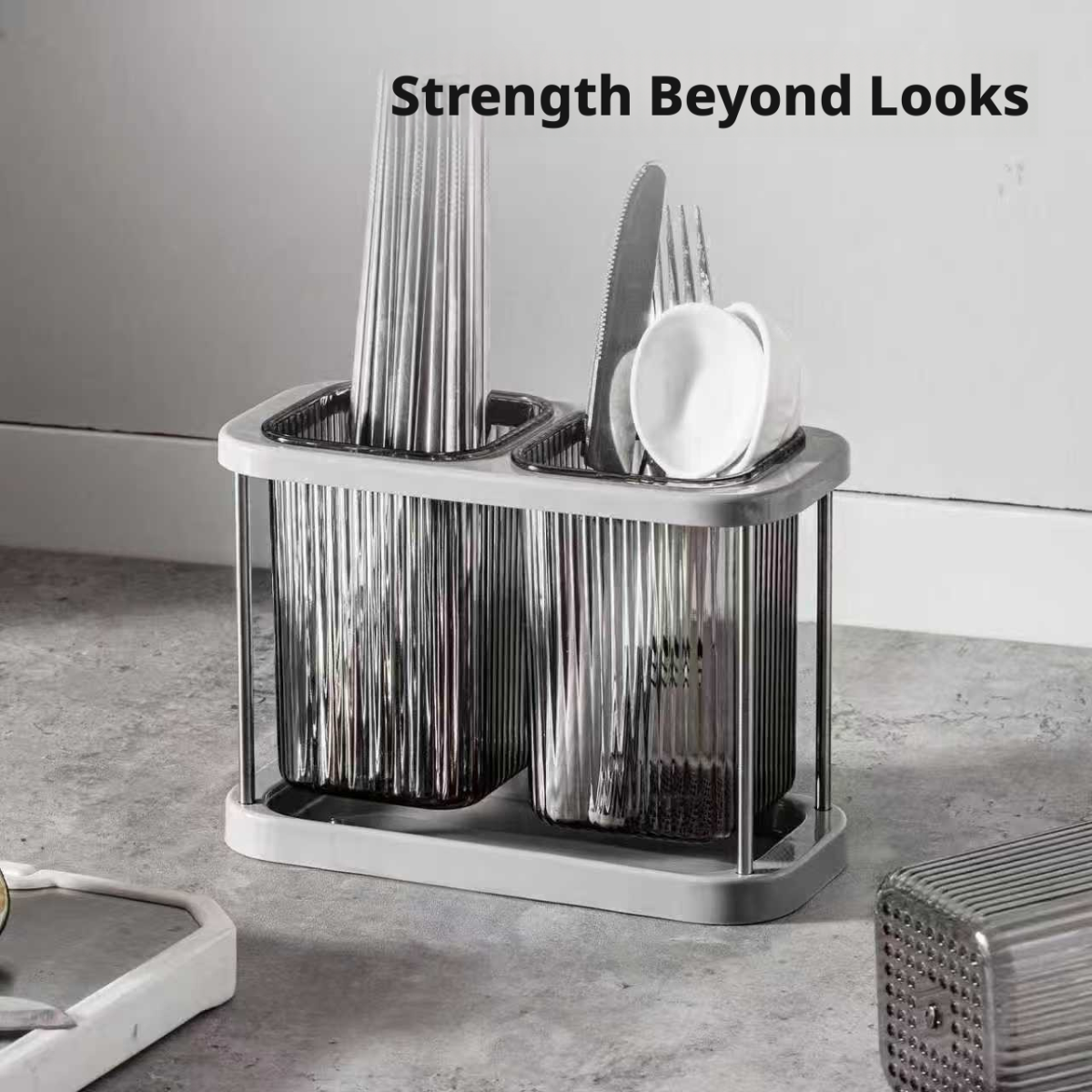 Double-cup chopstick cage-gray-PET+PP+ metal-1 piece