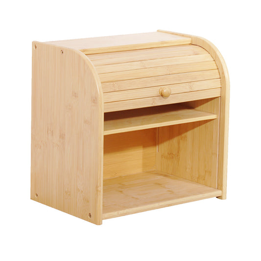 Bread Bin 2 Tiers Double Layer Box Slide Roll Top Food Storage Rack Home Kitchen