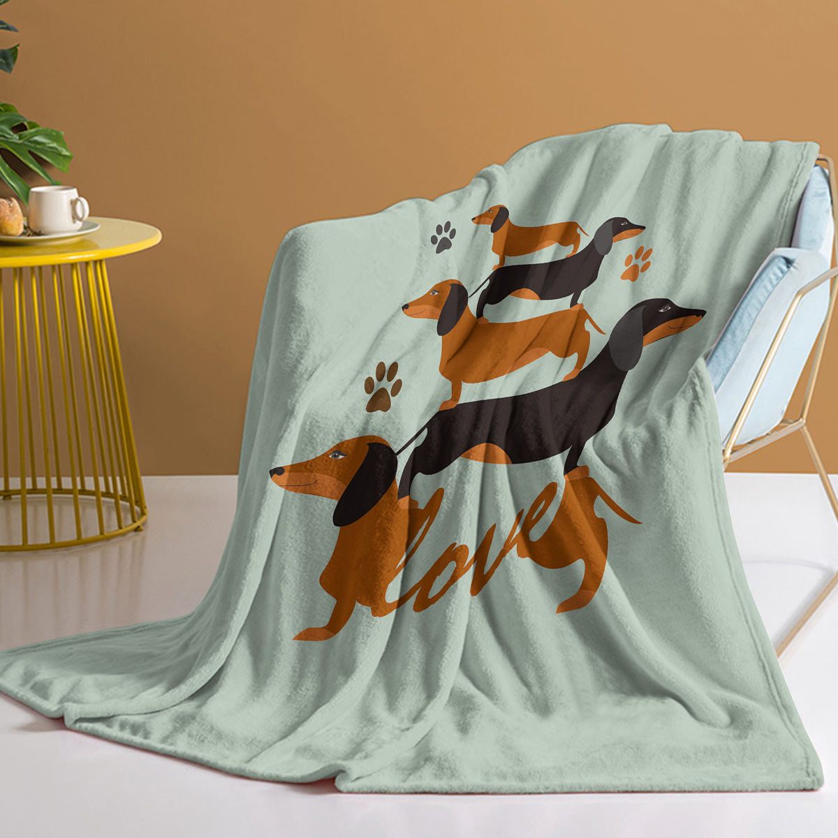 1pc Flannel German Shepherd Dog Cute Pet Theme Soft And Fluffy Multi Functional Outdoor Beach Camping Living Room Sofa Office Napping Printed Blanket