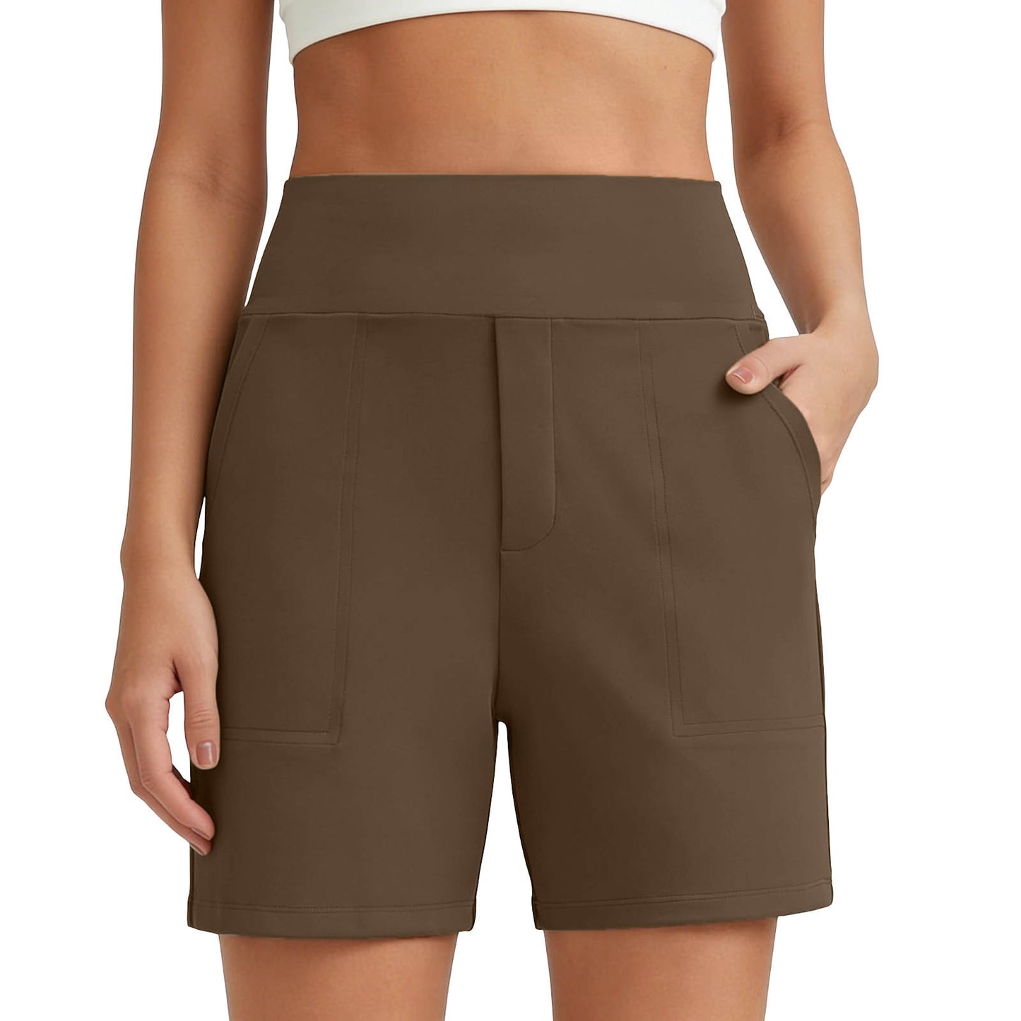 New Womens Solid-color Stretchy Comfortable Fitness Casual Shorts