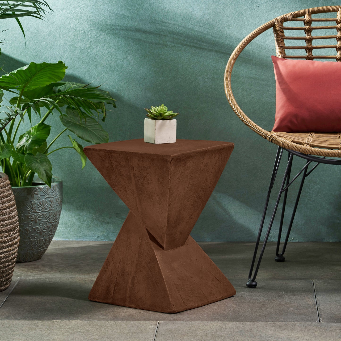 TESS Modern Side Table -Stylish Cent Table Compatible With Living Room, Bedroom, Or Office -Versatile Home Furniture With Design And Sturdy Construction,Dark Brown Color