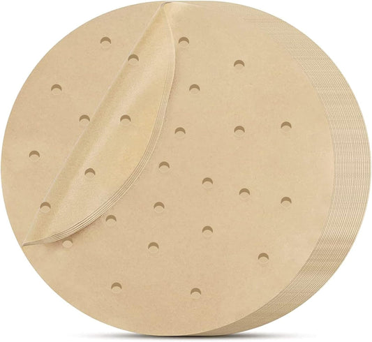 Air Fryer Paper Liners Disposable - 7.9in-20cm 100Pcs Air Fryer Parchment Paper Liners Round, Unbleached Perforated Parchment Paper Sheets For Air Fryer Accessories