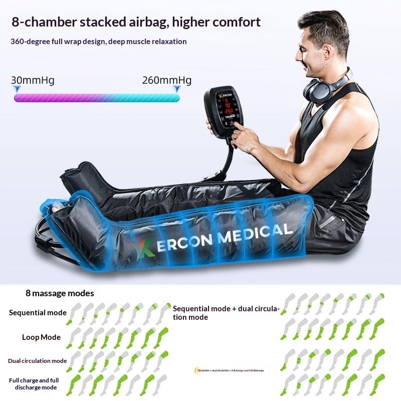 Eight-chamber Pneumatic Massage Leg Sleeves For Post-exercise Recovery And Muscle Relaxation