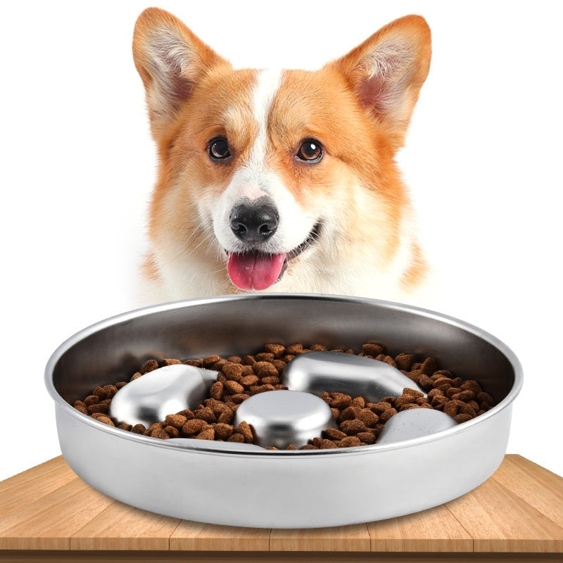 Pet Bowl Slow-feeding Bowl Dog Bowl Stainless Steel Water Bowl