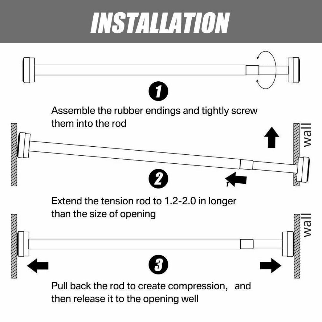 Heavy Duty Extendable Telescopic Shower Curtain Pole Rail Rod Bath Door Window--70-120cm