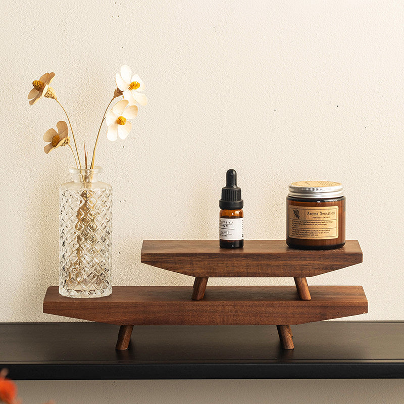 Solid Wood Retro Tea Tray - Home Use Gongfu Tea Set Organizer Accessory Chinese Style Tea Table Utensil
