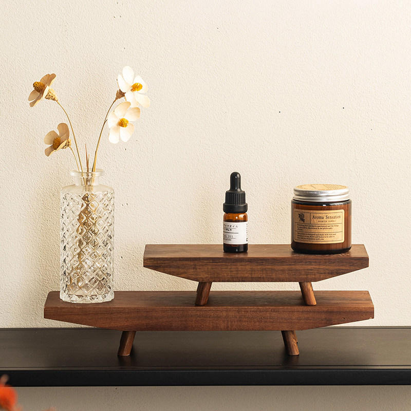 Solid Wood Retro Tea Tray - Home Use Gongfu Tea Set Organizer Accessory Chinese Style Tea Table Utensil