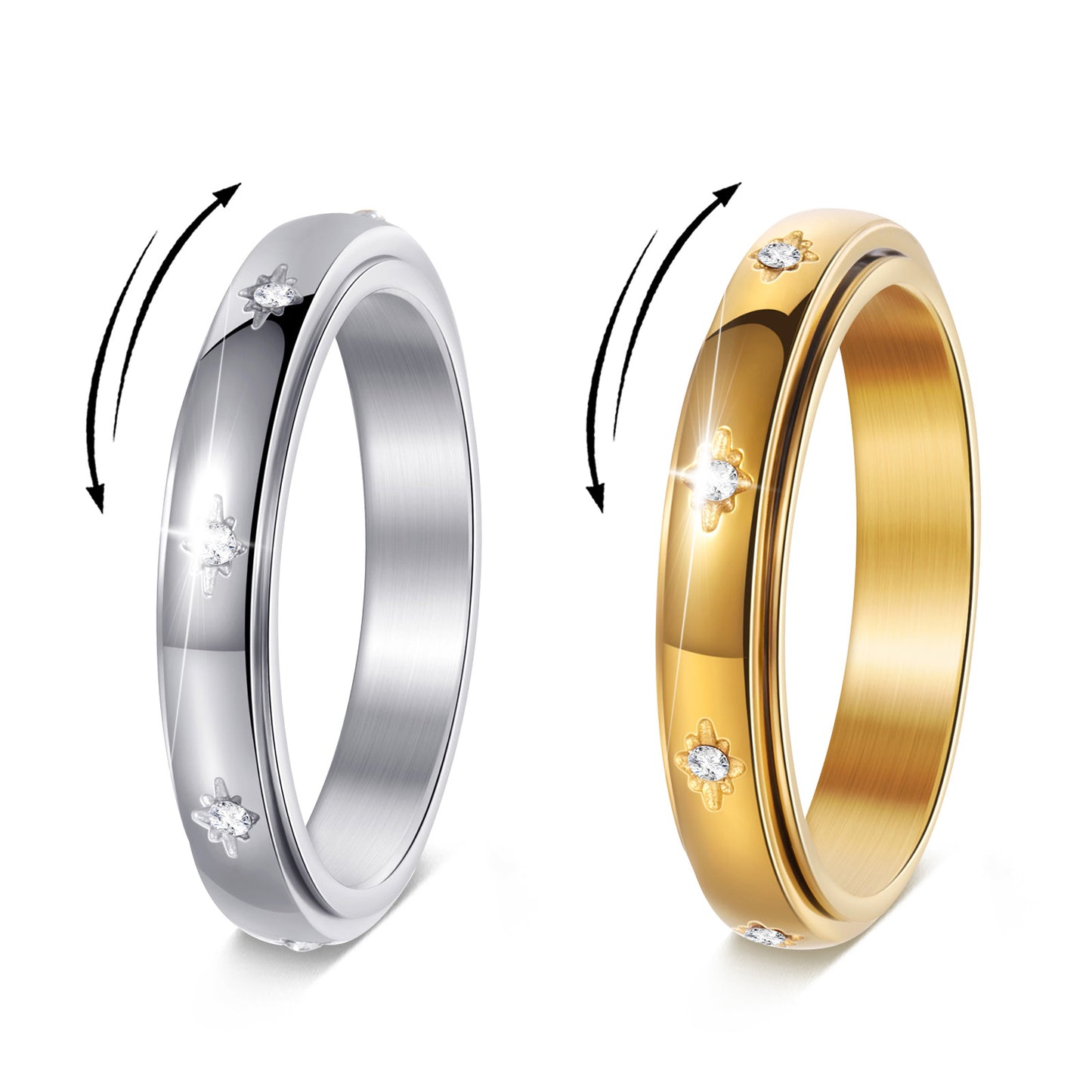 Fashionable French-Korean Style Women's Rotating Ring