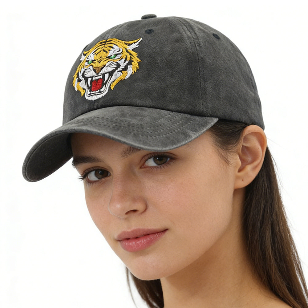 2pcs Tiger Hat For Men Women, Tiger Gifts For Tiger Lovers, Classic Cotton Wild Animals Embroidered Baseball Cap