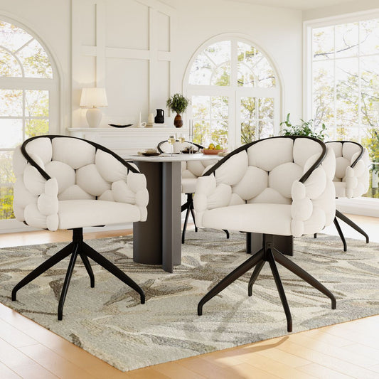 Luxury Chair 4 Pcs , Swivel Chair, 360 Swivel, Living Room Chairs, Dining Chairs, Makeup Chairs, Modern Fashion Style Chairs,Dining Chairs With Backrest,Ergonomic Chair, Bubble Chairs,Beige