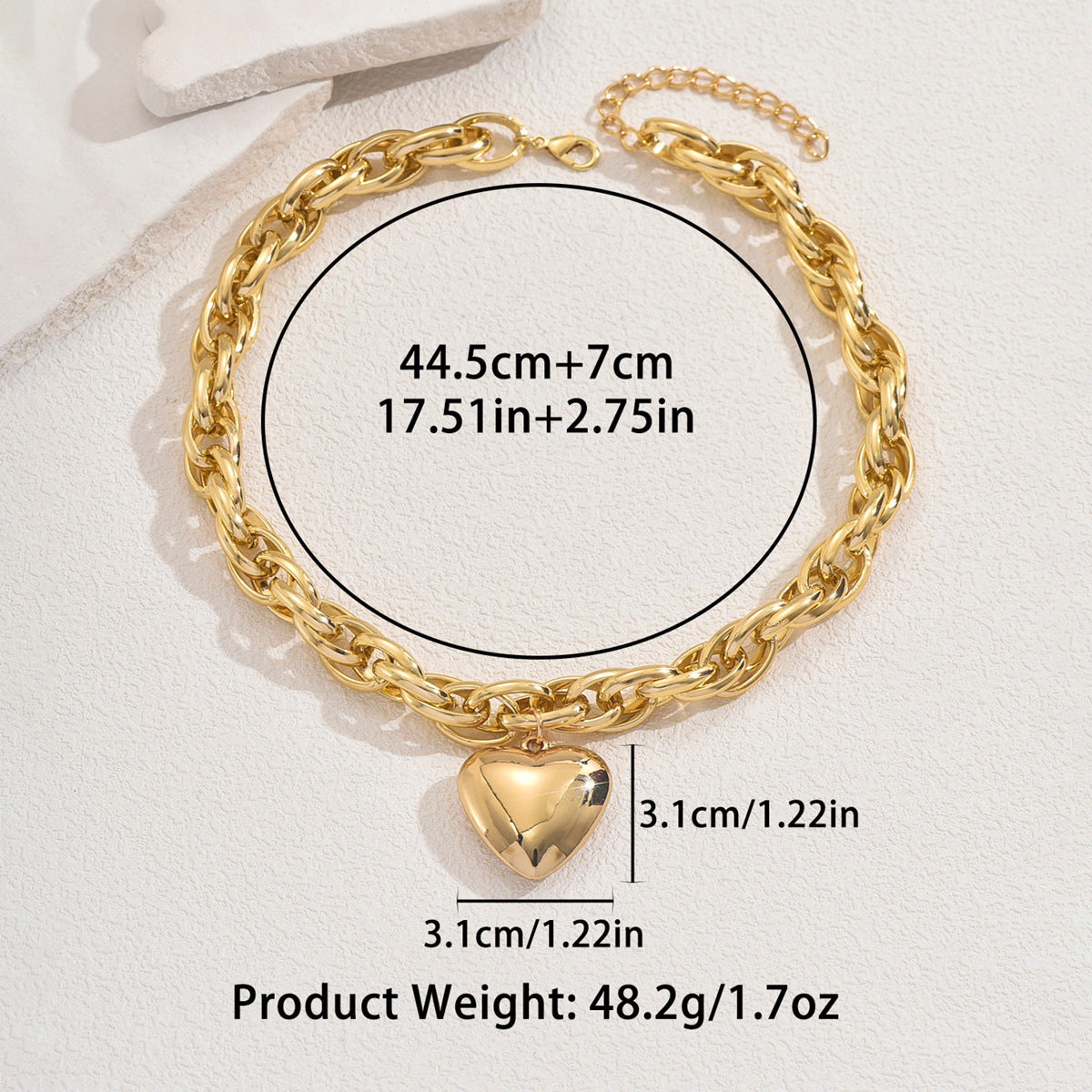2026 New Arrival Cross-border European American Women Jewelry, Geometric Heart Shape Pendant Necklace, Versatile High-end Clavicle Chain For Ladies