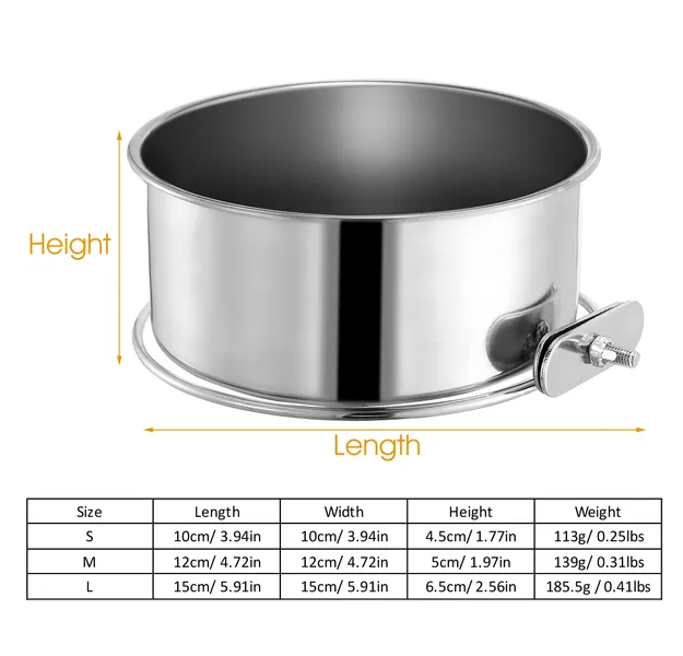 Tainless Steel Dog Bowl Pets Hanging Food Bowl Detachable Pet