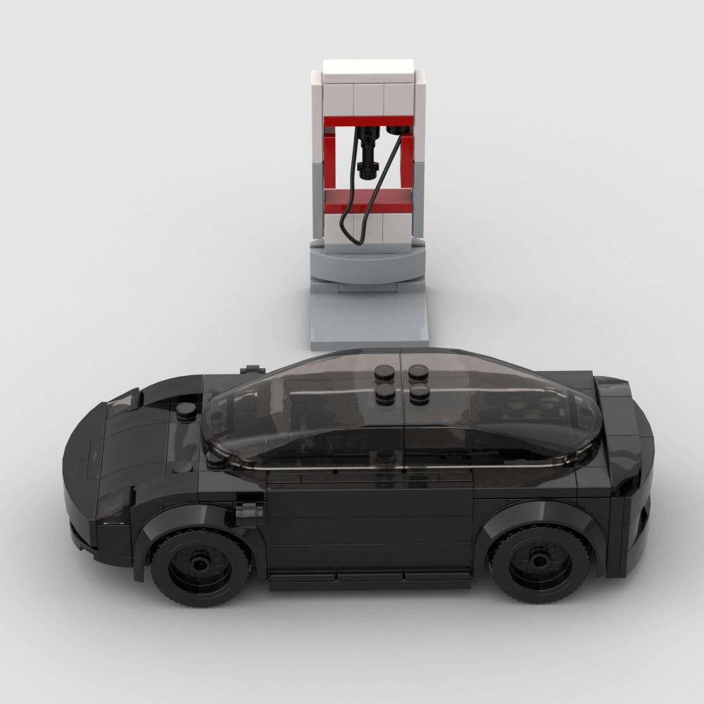 185PCS Black Electric Sports Car Building Blocks With Charger, Modern EV Vehicle Toy Kit For Kids And Adults,Collectible Car Gift