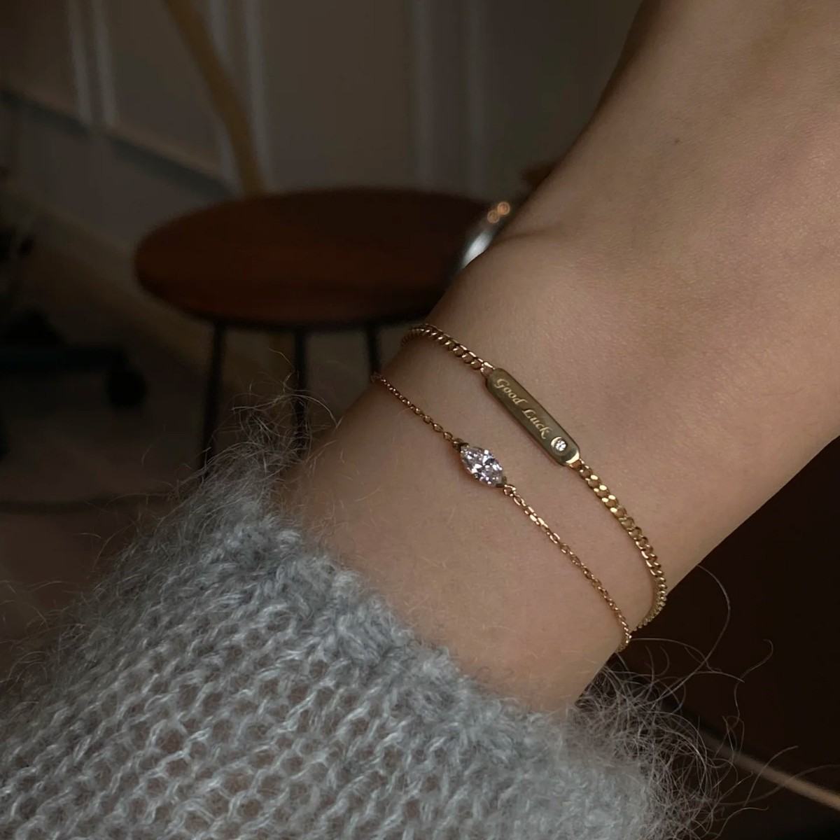 S925 Sterling Silver K-gold Plated Horse-eye Diamond Bracelet