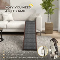 PawHut Dog Ramp For Bed, Pet Ramp For Dogs With Non-Slip Carpet And Top Platform, Brown