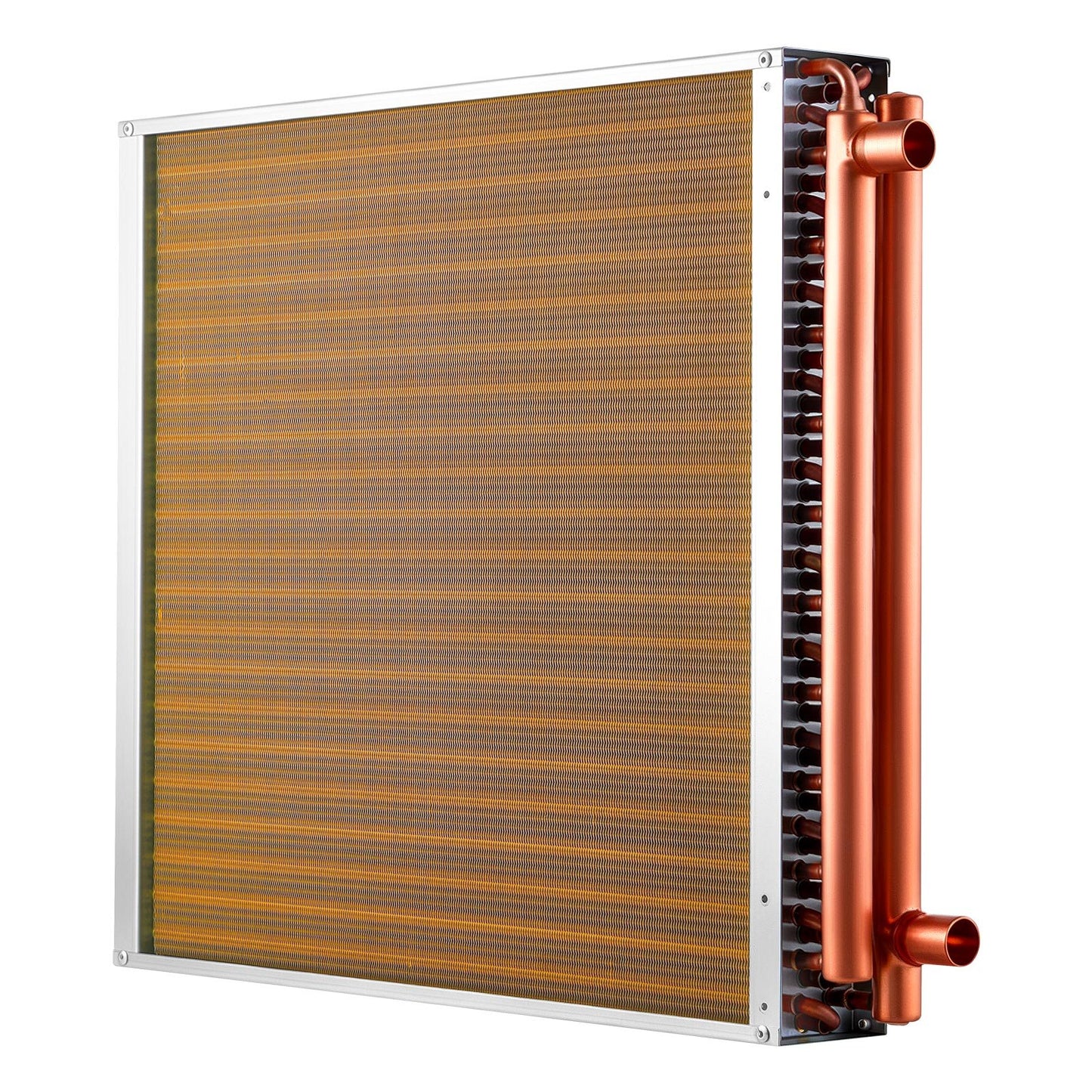 Water To Air Heat Exchanger, 22 X 22 In Finned Tube HVAC Heat Exchanger Coil With Copper Tubes & Aluminum Fins, 190K BTU Output For Outdoor Wood Furnace, Hydronic Heating & Cooling Systems