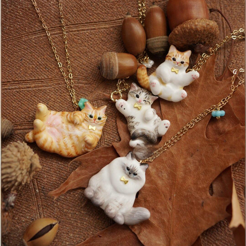 New Animal Series Oil-Drop Cute Cat Pendant Necklace