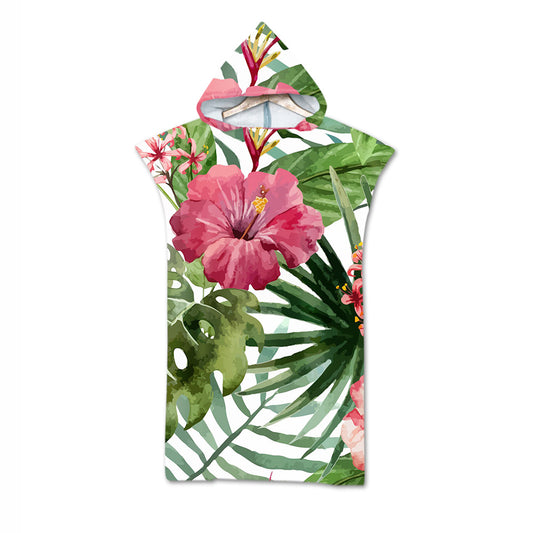 Sewn-edge Bath Towel, Fashionable 3D Digital-print Beach Towel For Adults With A Hood